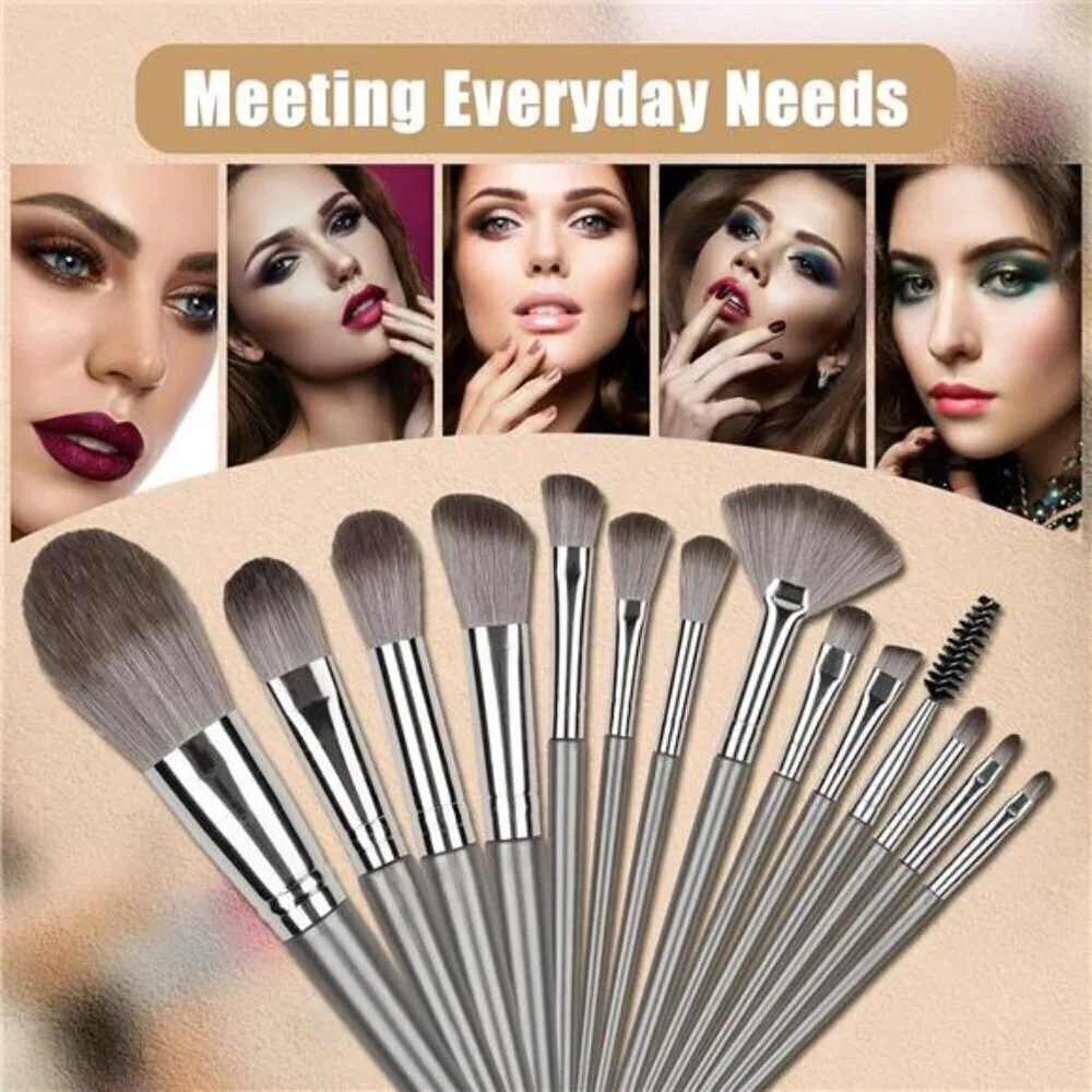 Makeup 14pc Brush Set w/ Pouch Professional Eye and Face Foundation Brush Set
